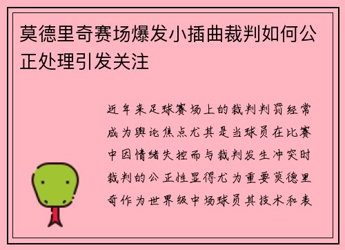 莫德里奇赛场爆发小插曲裁判如何公正处理引发关注