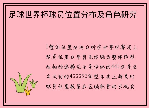 足球世界杯球员位置分布及角色研究